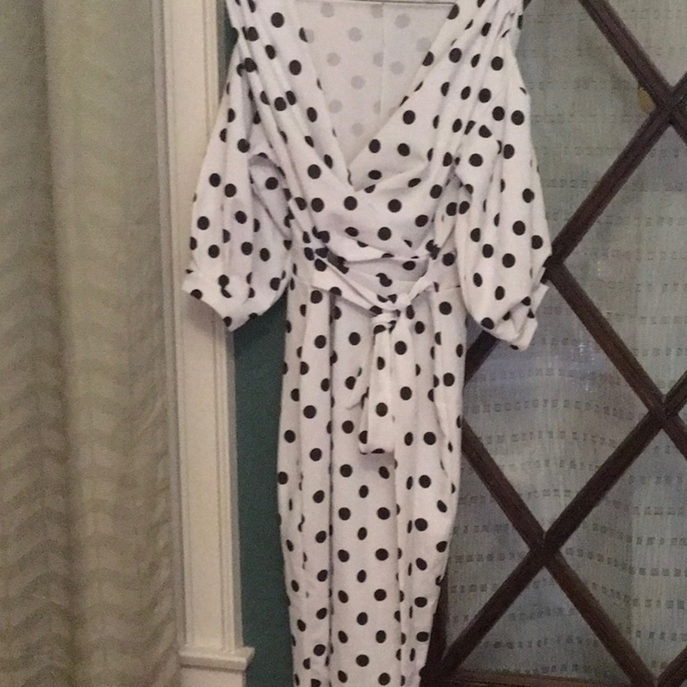 Black and white polka dot dress